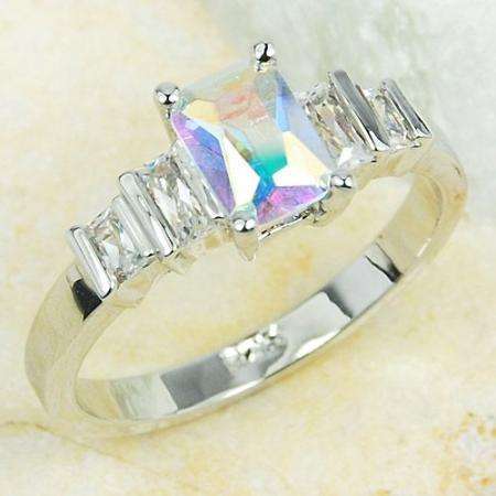RAINBOW TOPAZ SILVER FILLED RING SIZE 7