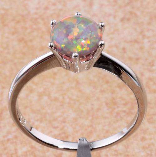 AUSTRALIAN ORANGE FIRE OPAL SILVER FILLED RING SIZE 8