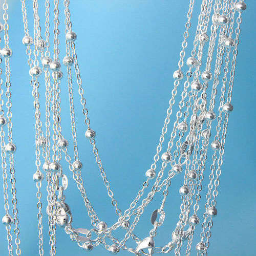 75CM SILVER BALL ROLO NECKLACE 30INCH