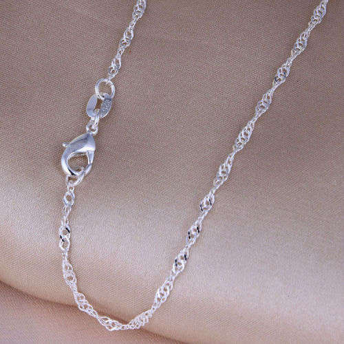 50CM STERLING SILVER WATER WAVE NECKLACE SINGAPORE CHAIN