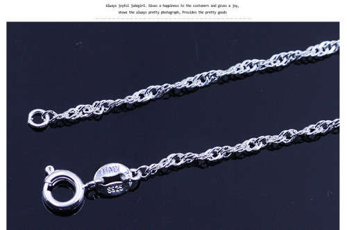 50CM STERLING SILVER WATER WAVE NECKLACE SINGAPORE CHAIN