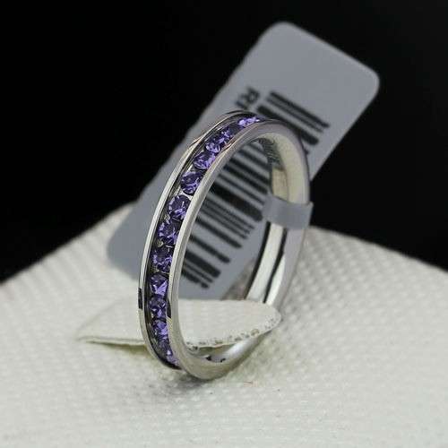 STAINLESS STEEL PURPLE ETERNITY RING SIZE 9