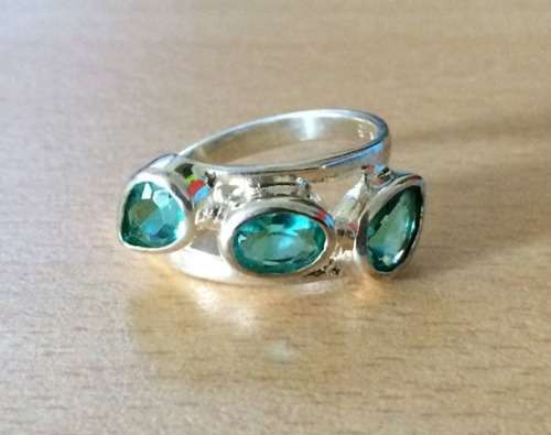 STERLING SILVER SIM GREEN AMETHYST RING SIZE 8