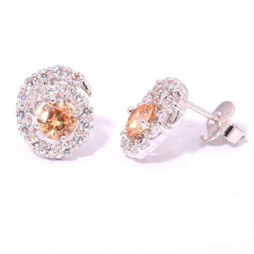 MORGANITE & ZIRCON STUD EARRINGS