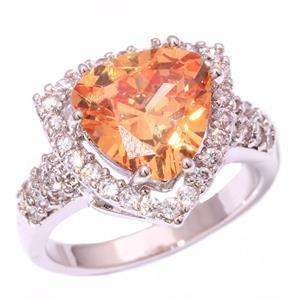 MORGANITE & ZIRCON SILVER FILLED RING SIZE 8.5