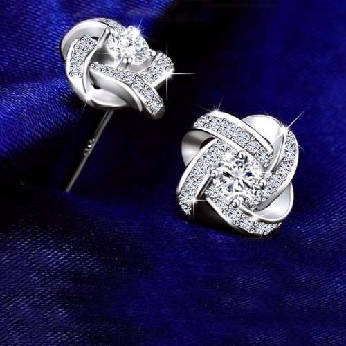 SILVER CRYSTAL ZIRCONIA STUD EARRINGS
