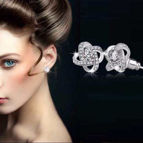 SILVER CRYSTAL ZIRCONIA STUD EARRINGS