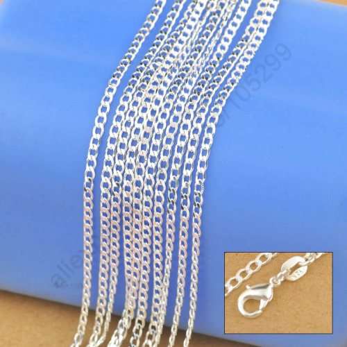 75CM SILVER FLAT CURB CHAIN NECKLACE 30INCH