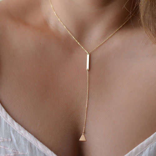 GEOMETRIC TRIANGLE COLLAR NECKLACE GOLD PLATED