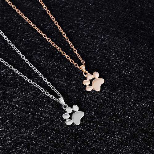DOG FOOTPRINT PAW CHAIN & PENDANT GOLD PLATED