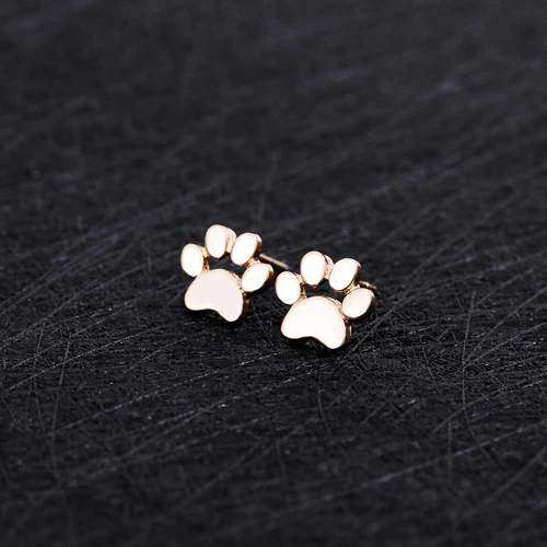 DOG FOOTPRINT PAW STUD EARRINGS GOLD PLATED