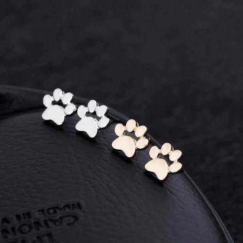 DOG FOOTPRINT PAW STUD EARRINGS GOLD PLATED