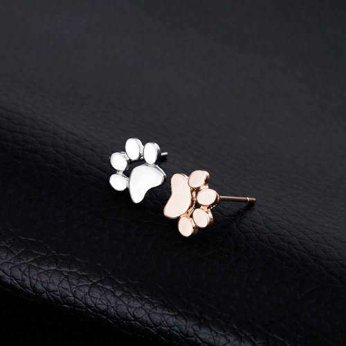 DOG FOOTPRINT PAW STUD EARRINGS GOLD PLATED