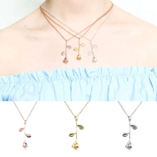 CHARMING ROSE PENDANT AND CHAIN - ROSEGOLD PLATED