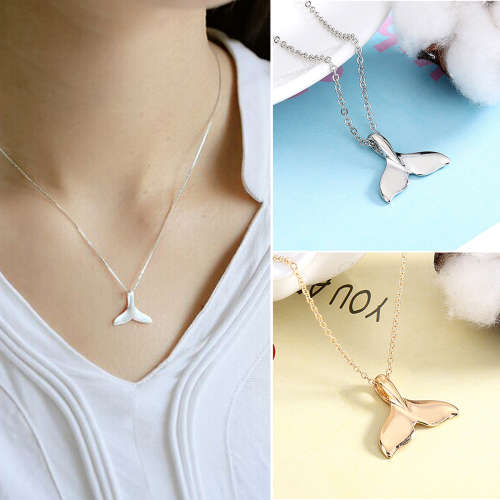 WHALE TAIL PENDANT AND CHAIN - GOLD PLATED