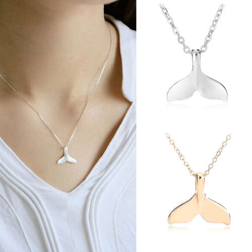 WHALE TAIL PENDANT AND CHAIN - GOLD PLATED