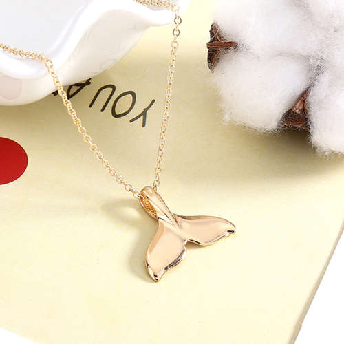 WHALE TAIL PENDANT AND CHAIN - GOLD PLATED
