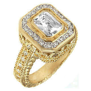 14K GOLD PLATED RING WITH RUSSIAN CZ SIZE 8