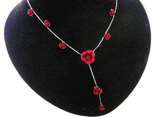 RED ROSE NECKLACE & EARRING SET