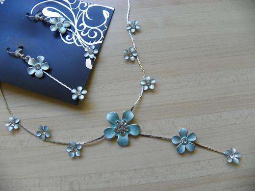 BLUE FLOWER DETAIL NECKLACE & EARRING SET