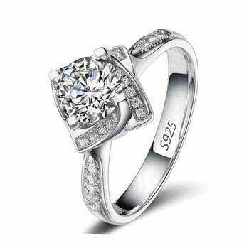 S925 SILVER DIAMOND CZ WHITE GOLD PLATED RING SIZE 9