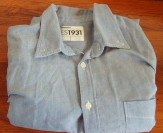 BLUE S/S SHIRT. WOOLWORTHS. SIZE LARGE. AS NEW
