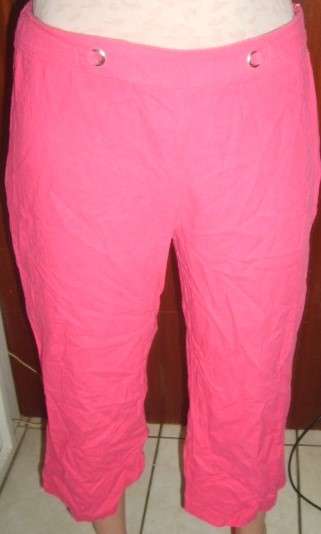 CROPPED PINK PANTS, LINEN BLEND. WOOLWORTHS. SIZE 12. CONDITION: GOOD