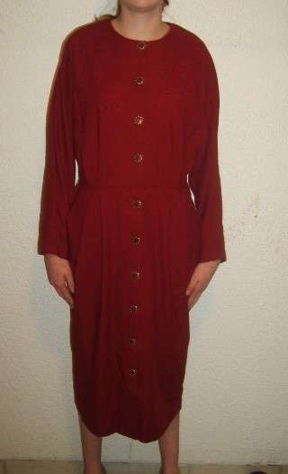 WINE RED DRESS WITH EMBROIDED DETAIL. GOOD QUALITY SIZE 12