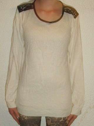 WHITE KNIT WITH LACE DETAIL ON TOP. TRUWORTHS. SIZE XL. AS NEW