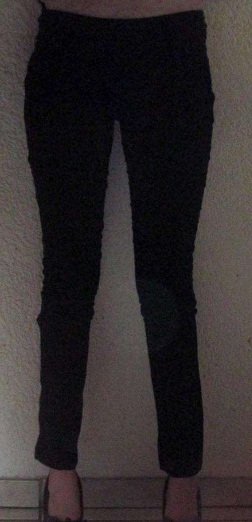 RIBBED ELASTICATED BLACK PANTS, STRETCH, SIZE SMALL. AS NEW