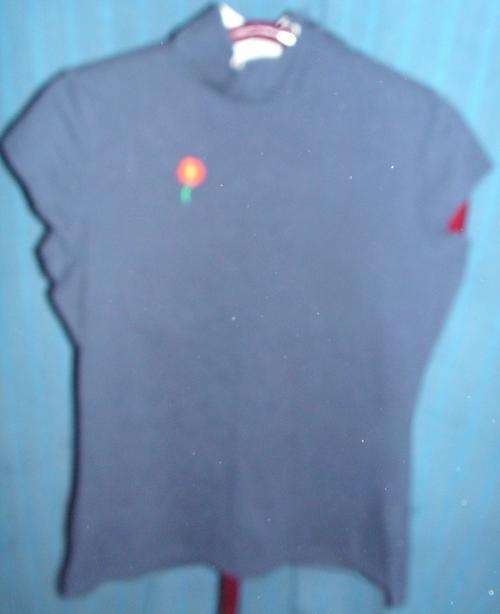 NAVY BLUE HIGH NECK T. PING COLLECTION. SIZE MEDIUM. AS NEW