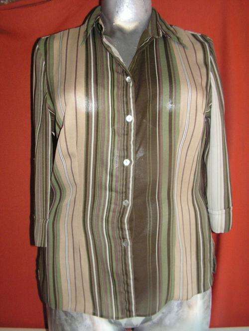 SHADES OF GREEN LONG SLEEVE SHIRT. EXACT. SIZE 16. CONDITION: AS NEW