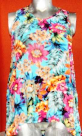 FLORAL LONGER LENGTH TOP. MILADY'S. SIZE 16. CONDITION: AS NEW