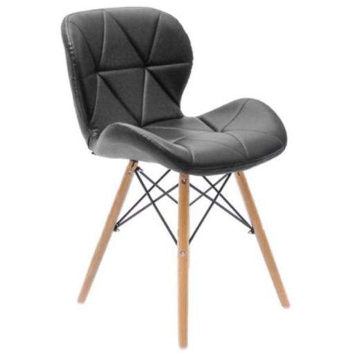 Tessa Wooden Legs Dining Chair - Black