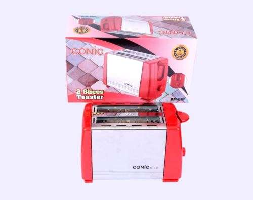 Conic 700W 6 Browning Level Retro 2 Slice Electric Toaster -Red