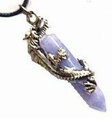 Dragon hugging Blue Chalcedony Crystal - STUNNING