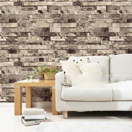 FREE SHIPPING!!! Vinyl pvc 3d murals waterpoof wallpaper grey stack stone brick wall paper home deco