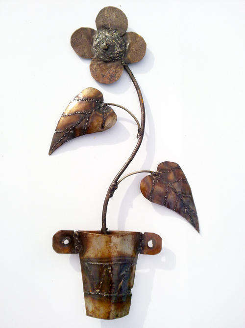 Metal Garden Ornament.  Flower set x 3