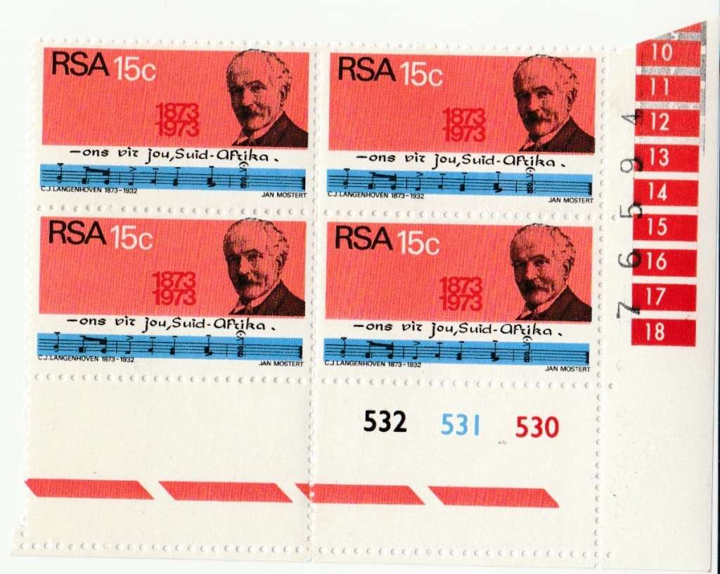 RSA 1973-08-01 Birth centenary of CJ Langenhoven SACC 349 x4 [SACC R120]