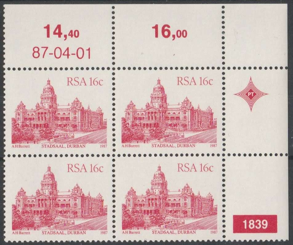 RSA 1987-04-01 4th Definitive Issue - SACC 624 x4 (Plate 1839) [SACC R7]