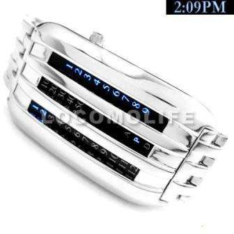 Men BLUE LED Digital Design Wrist Watch Silver HOT!