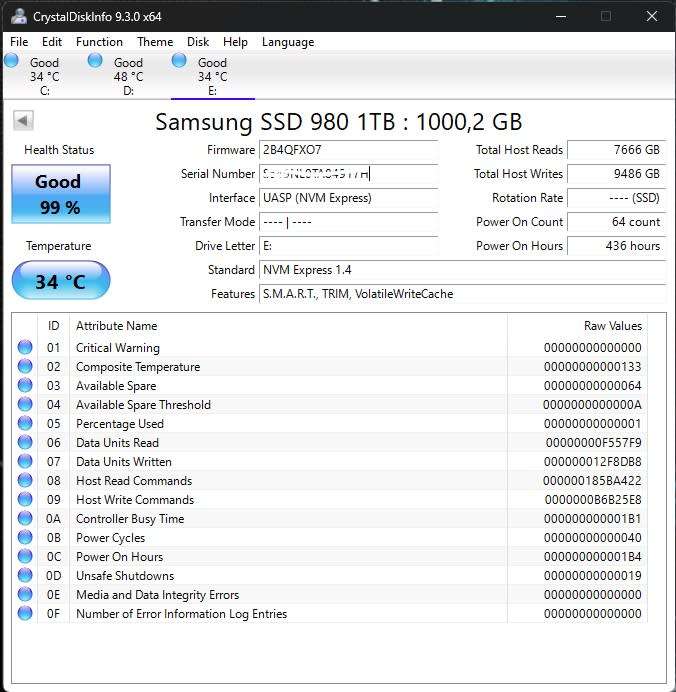 Samsung 980 1TB NVMe M.2 SSD
