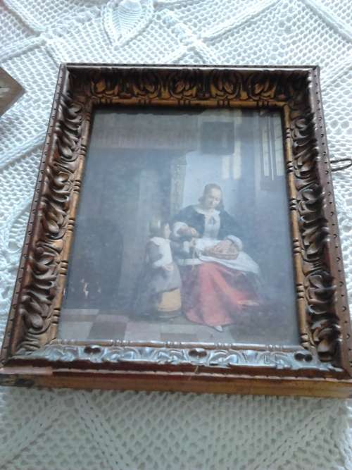 Vintage print - Woman peeling apples