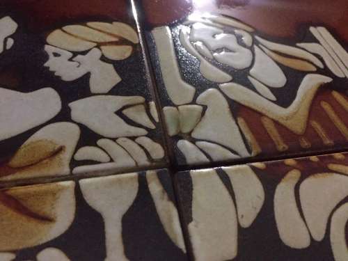 VINTAGE LARGE CERAMIC LIEBERMANN TAVERN PICTURE TILE MOSAIC/MURAL