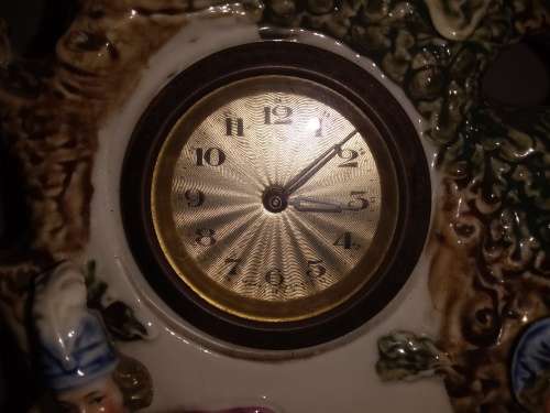 LOT 63: GERMAN PORCELAIN FIGURAL CLOCK FALCONRY THEME