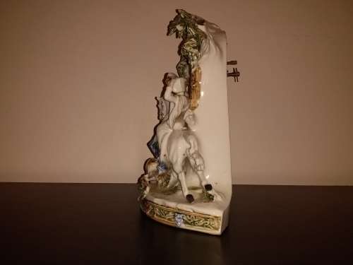 LOT 63: GERMAN PORCELAIN FIGURAL CLOCK FALCONRY THEME