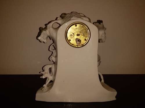 LOT 63: GERMAN PORCELAIN FIGURAL CLOCK FALCONRY THEME