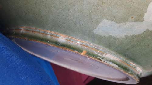 50% OFF LOT 15: VINTAGE CONRAND RAND CERAMICS LARGE CREAM-COLOURED / TURQUOISE BOWL + FREE GIFT