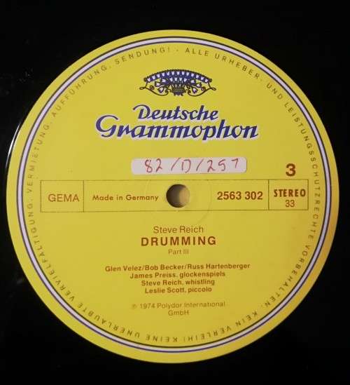 STEVE REICH - DRUMMING - VG-/VG+/VG+/VG+