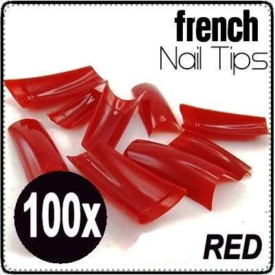 RED COLOR NAIL TIPS BOX 100PCS